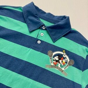 Disney Mickey & Friends Tennis Club Polo Shirt Short Sleeve Blue Teal Men Medium